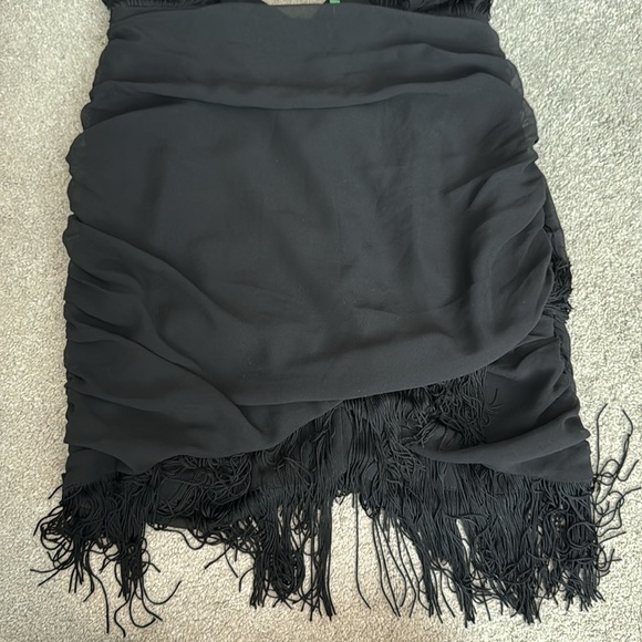 NBD Revolve Violet Fringe Criss Cross Halter Mini Dress M - Picture 7 of 8